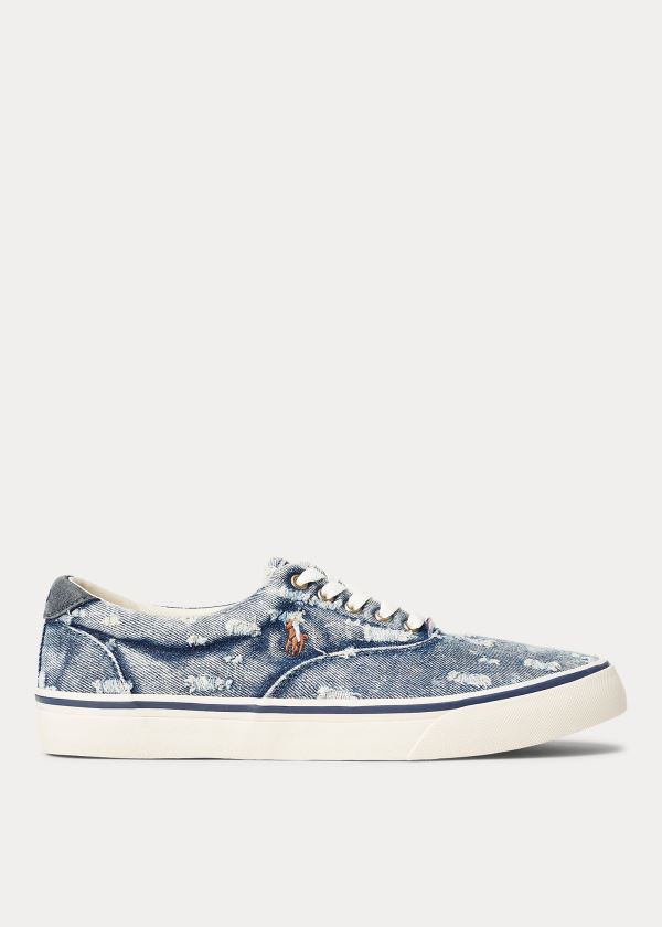 Trampki Ralph Lauren Thorton Washed Denim Sneakers Męskie Niebieskie | JEND7891