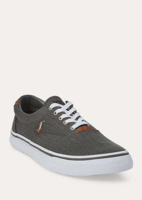 Trampki Ralph Lauren Thorton Washed Twill Sneakers Męskie Ciemny Szare | CJXM4427