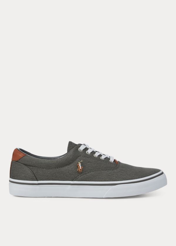 Trampki Ralph Lauren Thorton Washed Twill Sneakers Męskie Ciemny Szare | CJXM4427