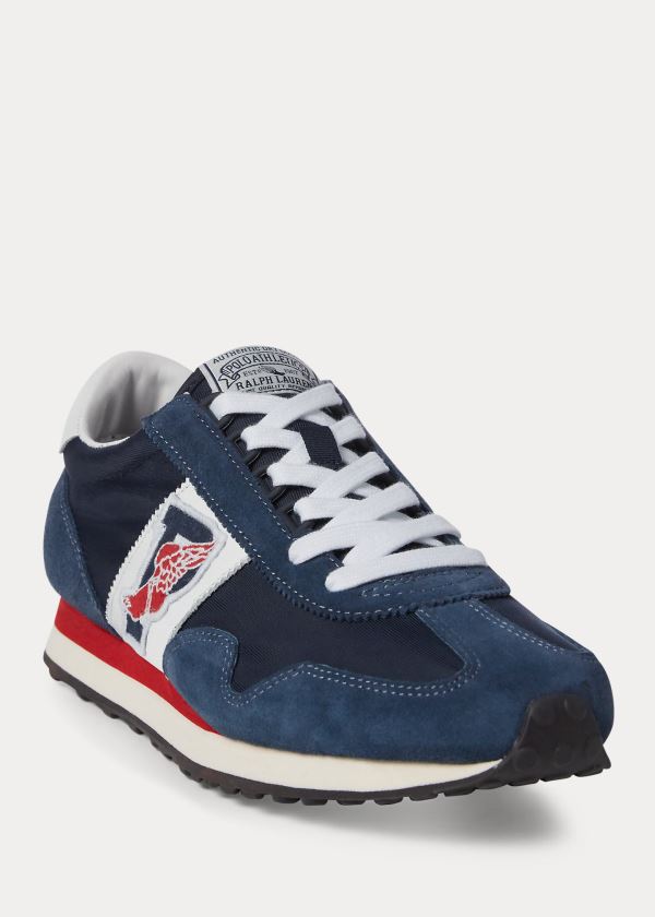 Trampki Ralph Lauren Train 90 Sneakers Męskie Granatowe Białe | HSEQ8568