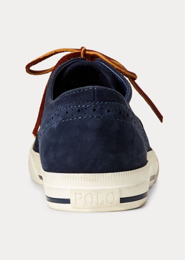 Trampki Ralph Lauren Vultan Suede Sneakers Męskie Granatowe | JDFR7450