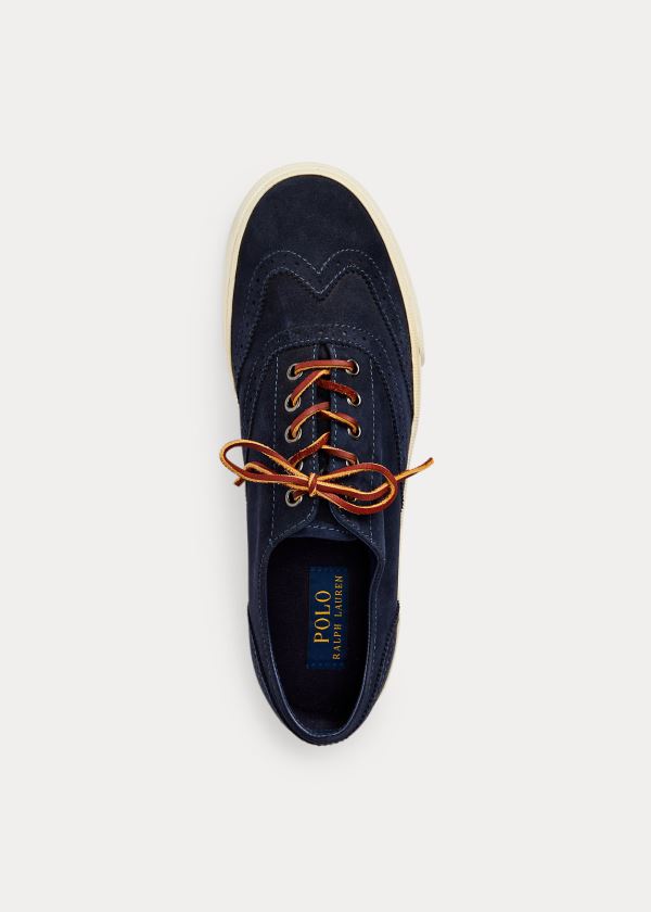 Trampki Ralph Lauren Vultan Suede Sneakers Męskie Granatowe | JDFR7450